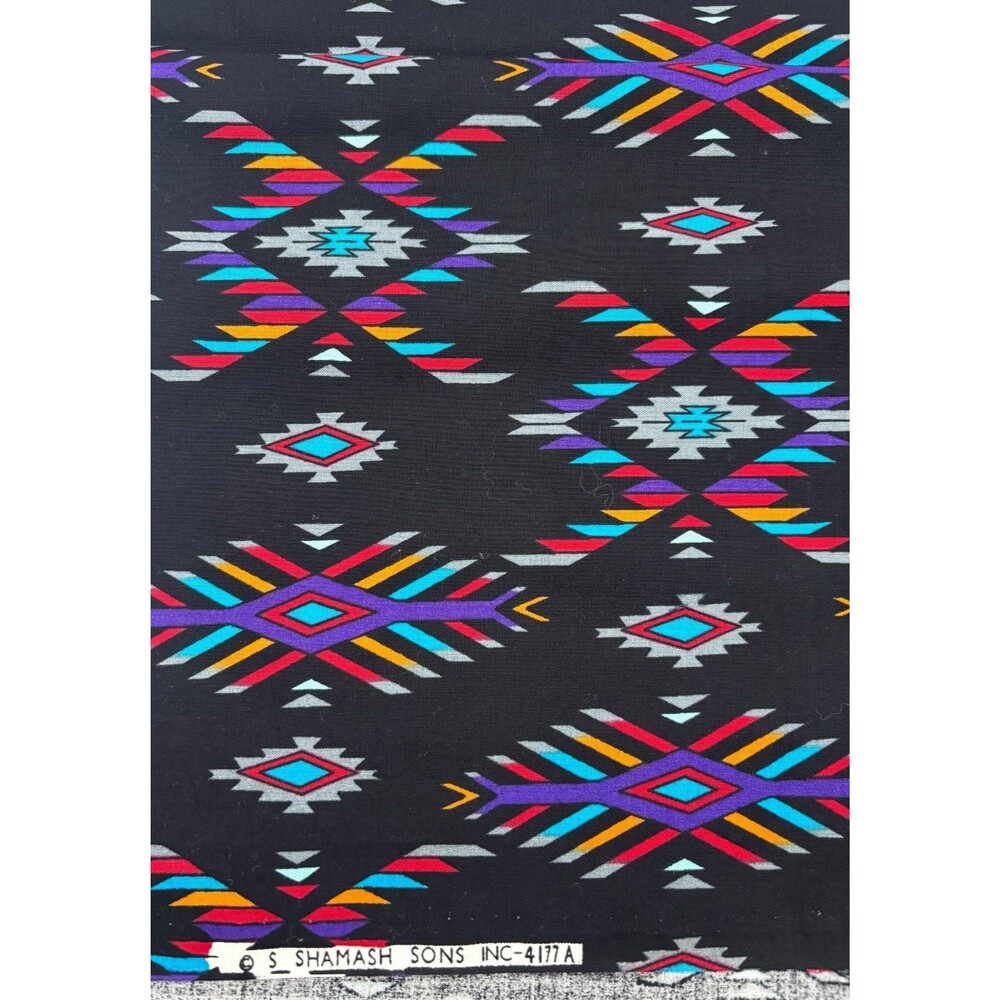 Vintage Shamash Sons 4177A Southwest Aztec Diamond Geometric Fabric 37"L x 42"W